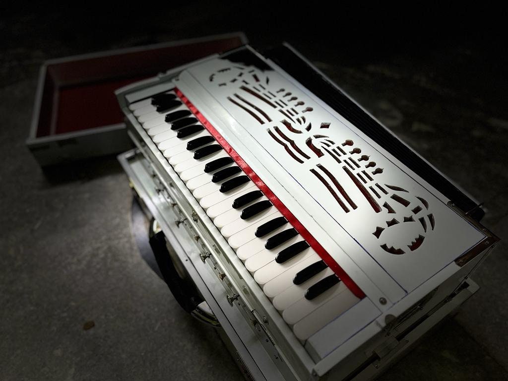 2line folding 3.5 octeve special edition full white bass male harmonium