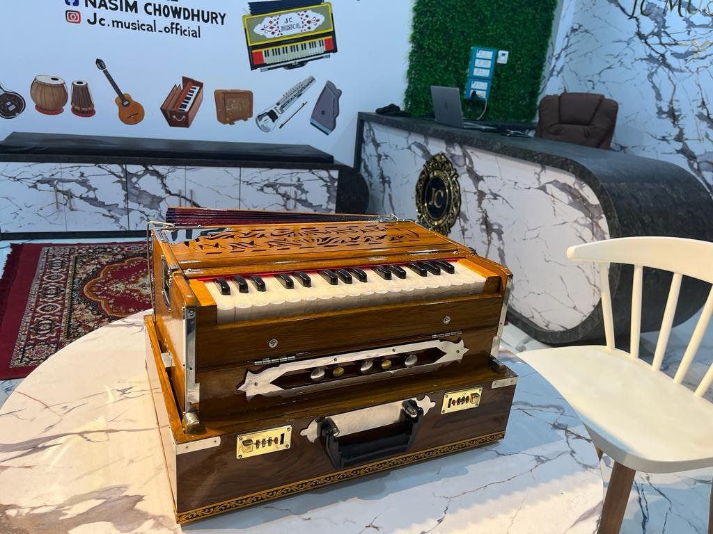 2line harmonium 2.5octeve 32reeds per line teakwood body folding type professional model